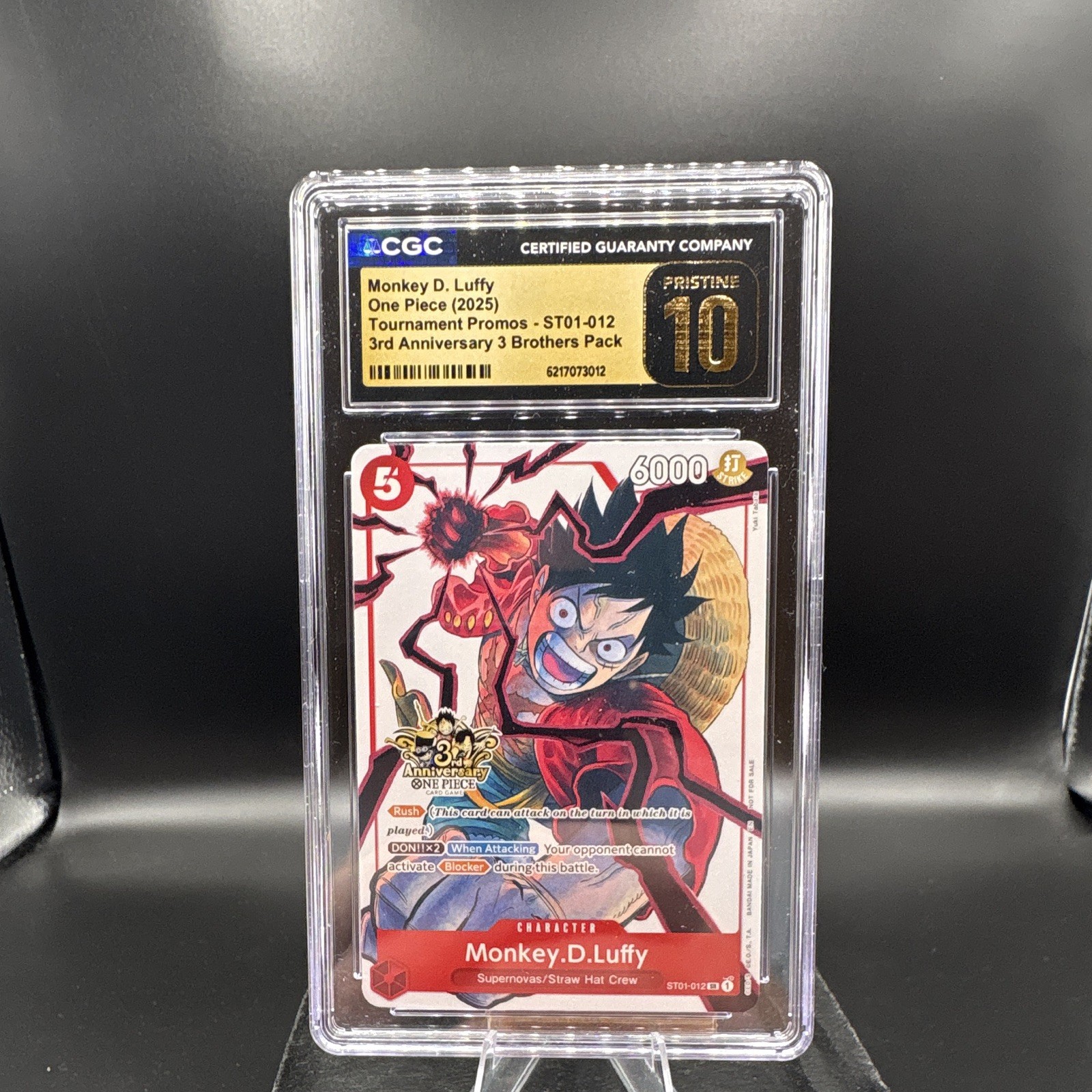 CGC Pristine 10 One Piece Monkey D. Luffy 2025 Tournament Promos ST01-012