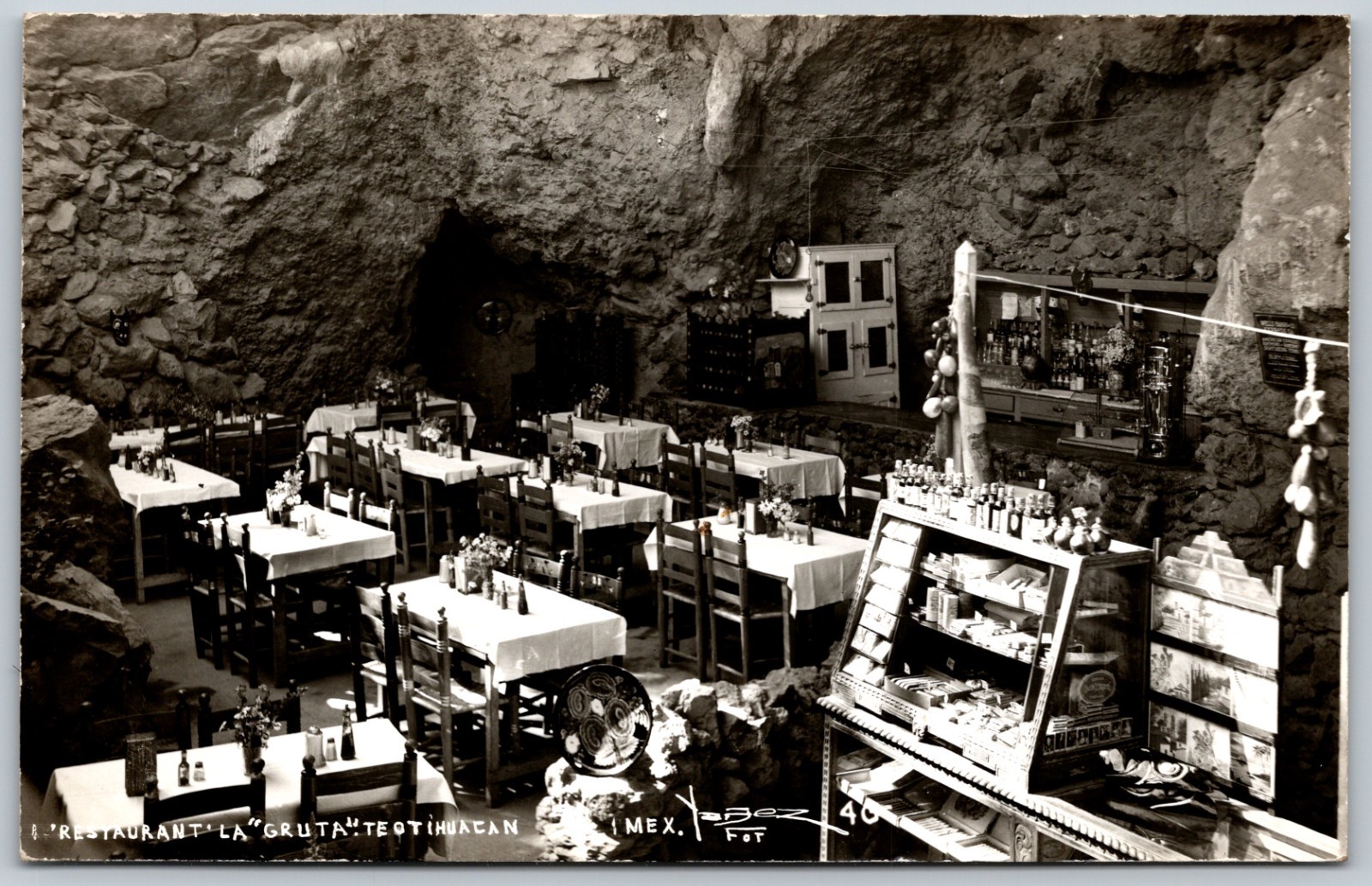RPPC Restaurant La Gruta Teotihuacan Cave Dining MEXICO VINTAGE Postcard 10144