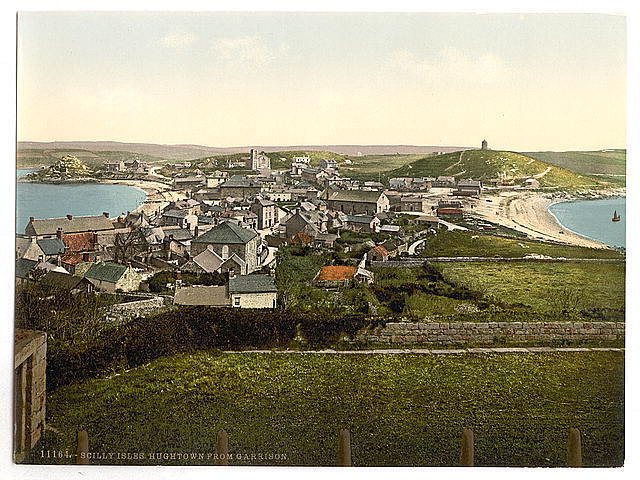 Scilly Isles Hughtown Hugh Town from Garrison Cornwall England c1900 OLD PHOTO