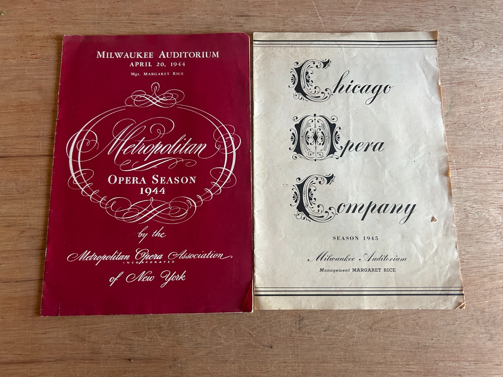 Chicago Metropolitan NY Opera Program Lot Milwaukee 1944 1945 Vintage