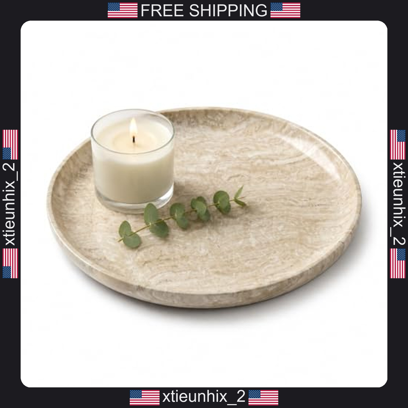 Marble Vanity Tray 10-Inch Deep Dish Beigetravertine Natural Stone