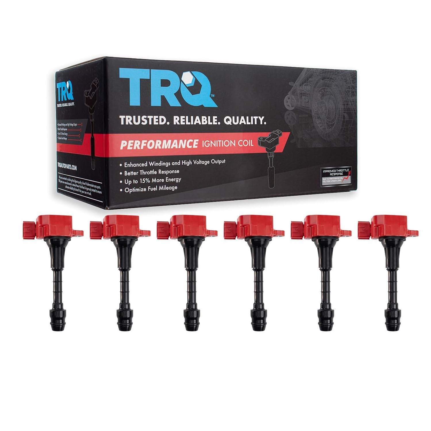 TRQ Performance Ignition Coil Set 6 Piece High Temperature Epoxy Coated