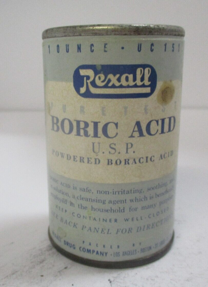 Vintage REXALL Drug Store Can Container BORIC ACID