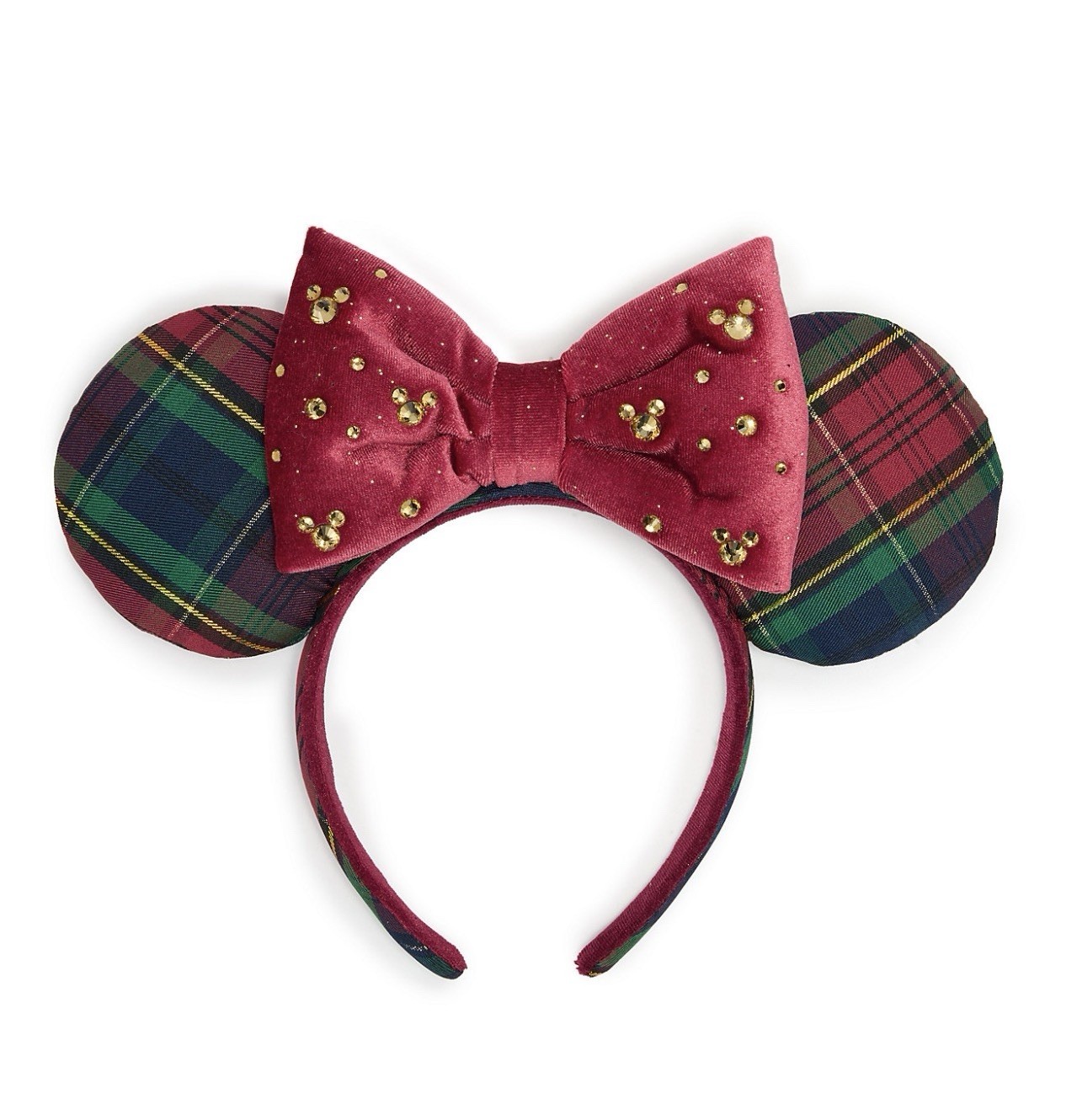 2026 Disney Christmas Headband Ears NEW Plaid Minnie Mouse Christmas Ears