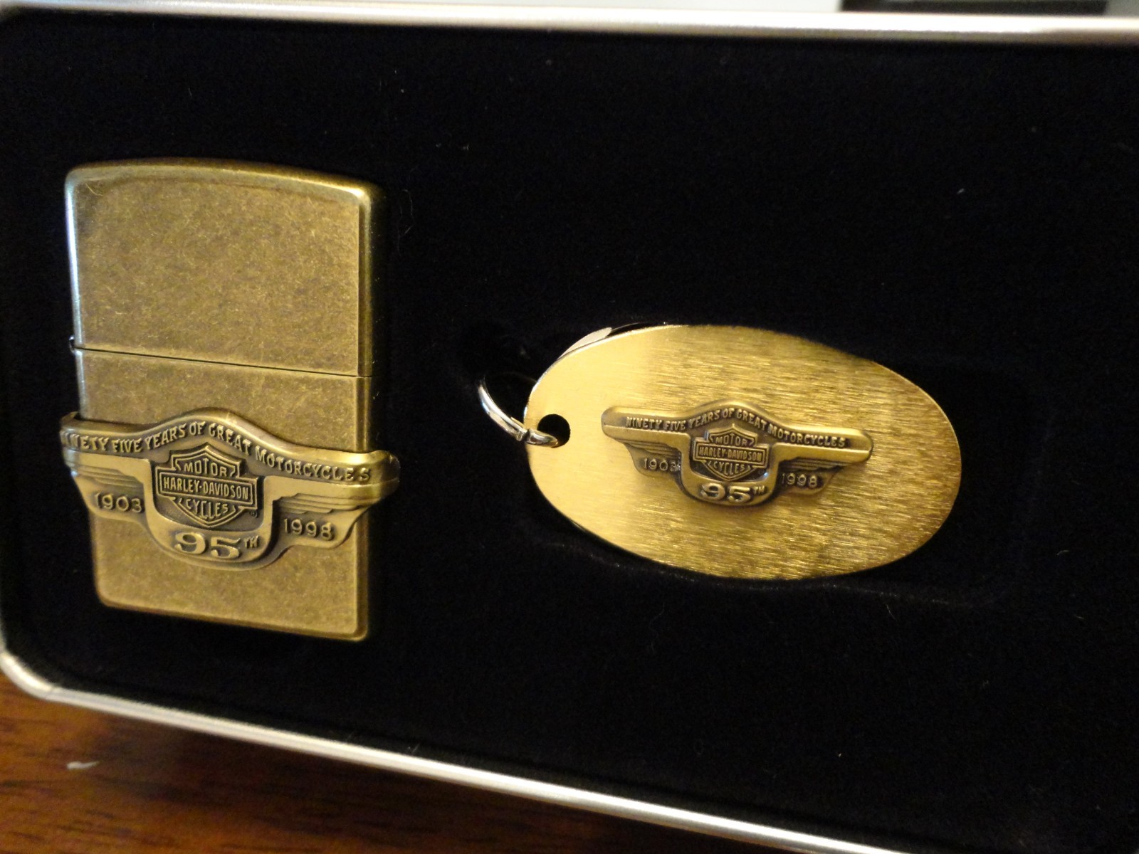 HARLEY DAVIDSON 95TH ANNIVERSARY GIFT SET ZIPPO LIGHTER MINT IN BOX 1998 HD289