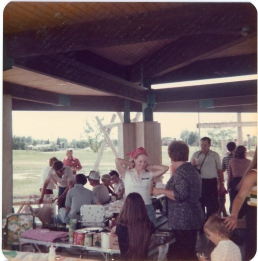Vtg 1970s Pretty Girl Arms Up Picnic Red Bandana Snapshot