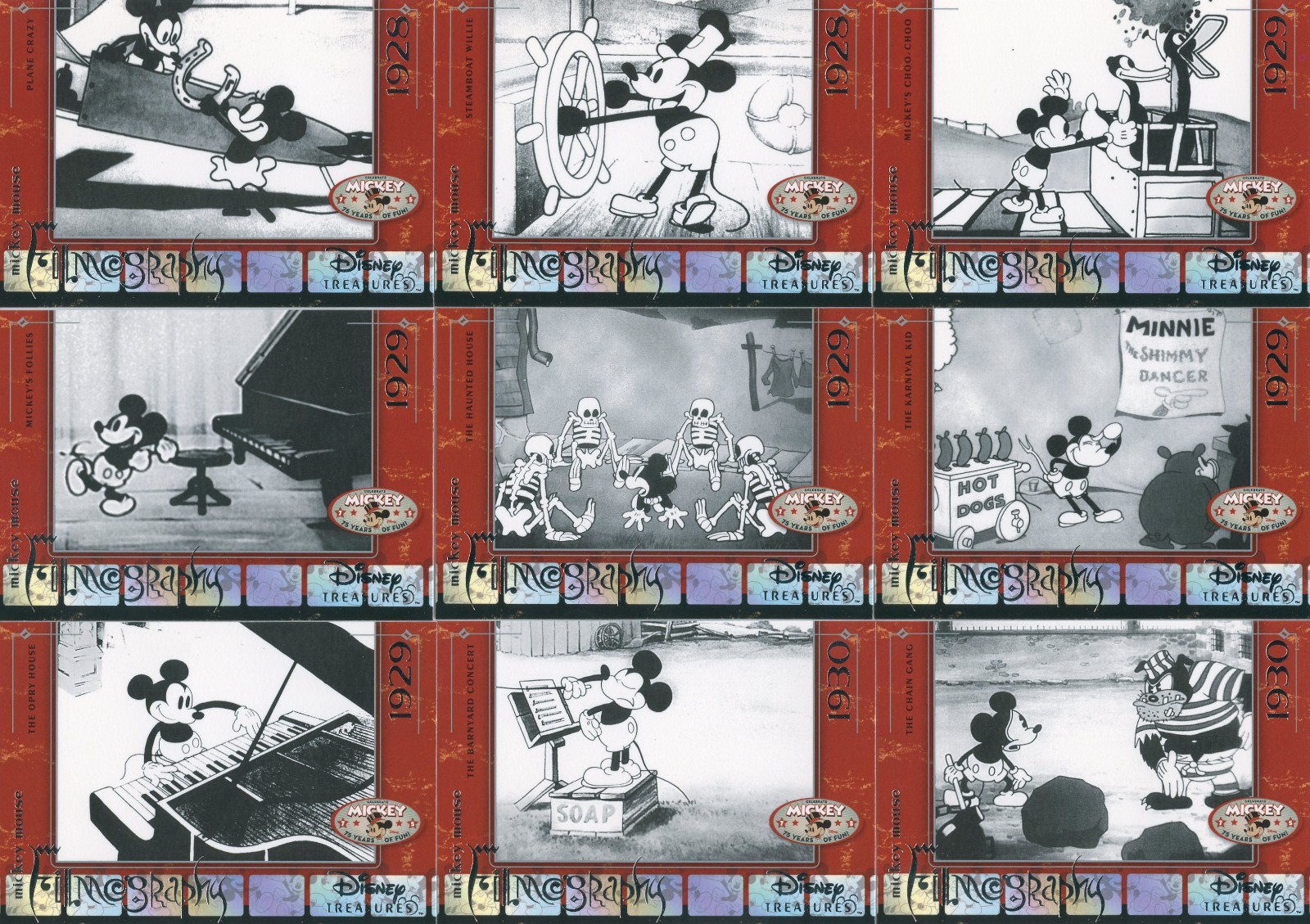 Disney Treasures Mickey Mouse 75 Years of Fun Filmography Complete 75 Card Set +