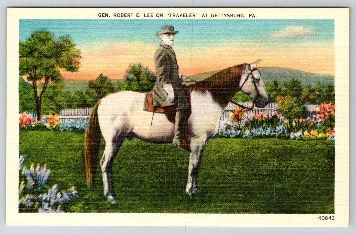 c1940s Gen Robert E Lee Traveler Gettysburg PA Linen Postcard