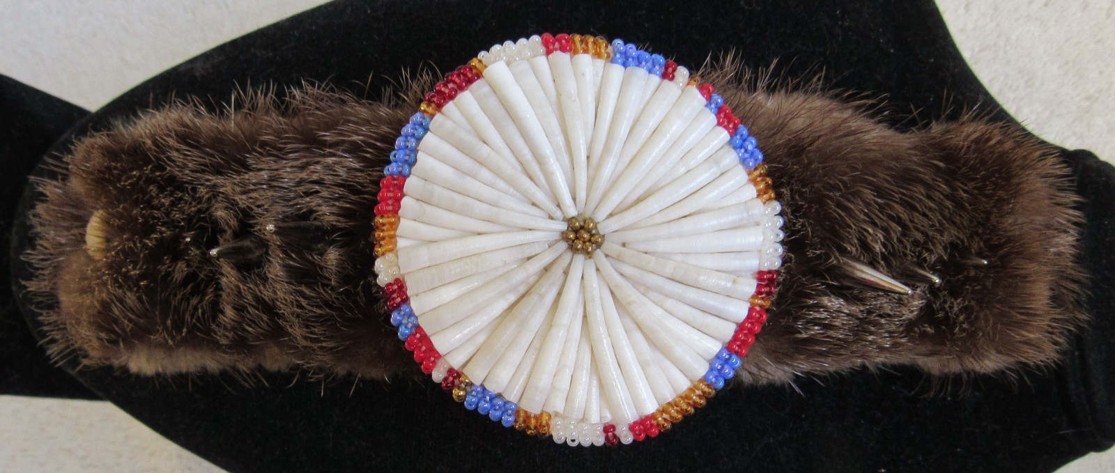 Eskimo Inuit Indian Beads Beaded Beadwork Leather Shell Fur Jewelry Bracelet