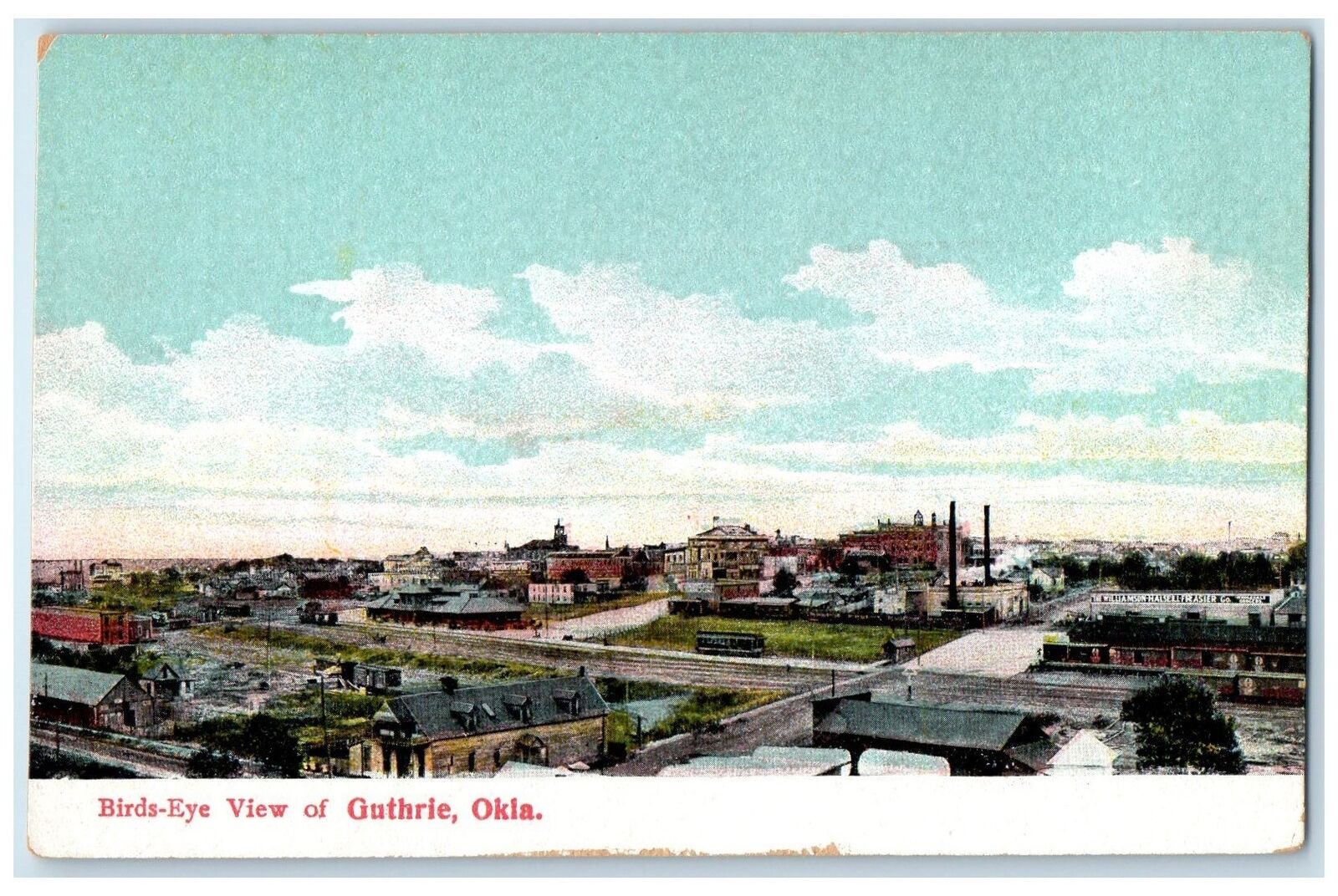 c1910's Bird's Eye View Of Residences In Guthrie Oklahoma OK Unposted Postcard