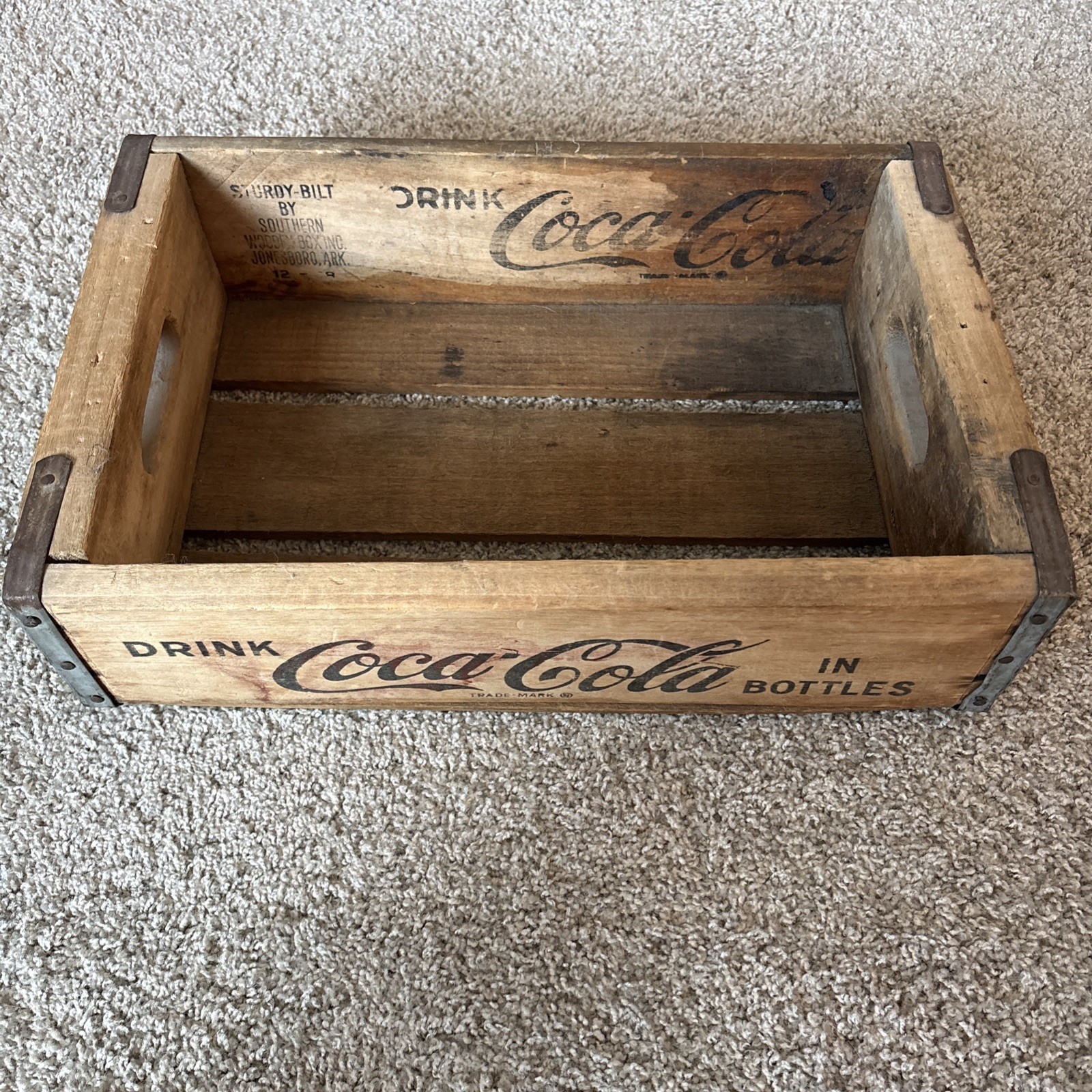 Vintage Coca Cola Bottling Company Wooden Bottle Box Los Angeles 18.5x12x5