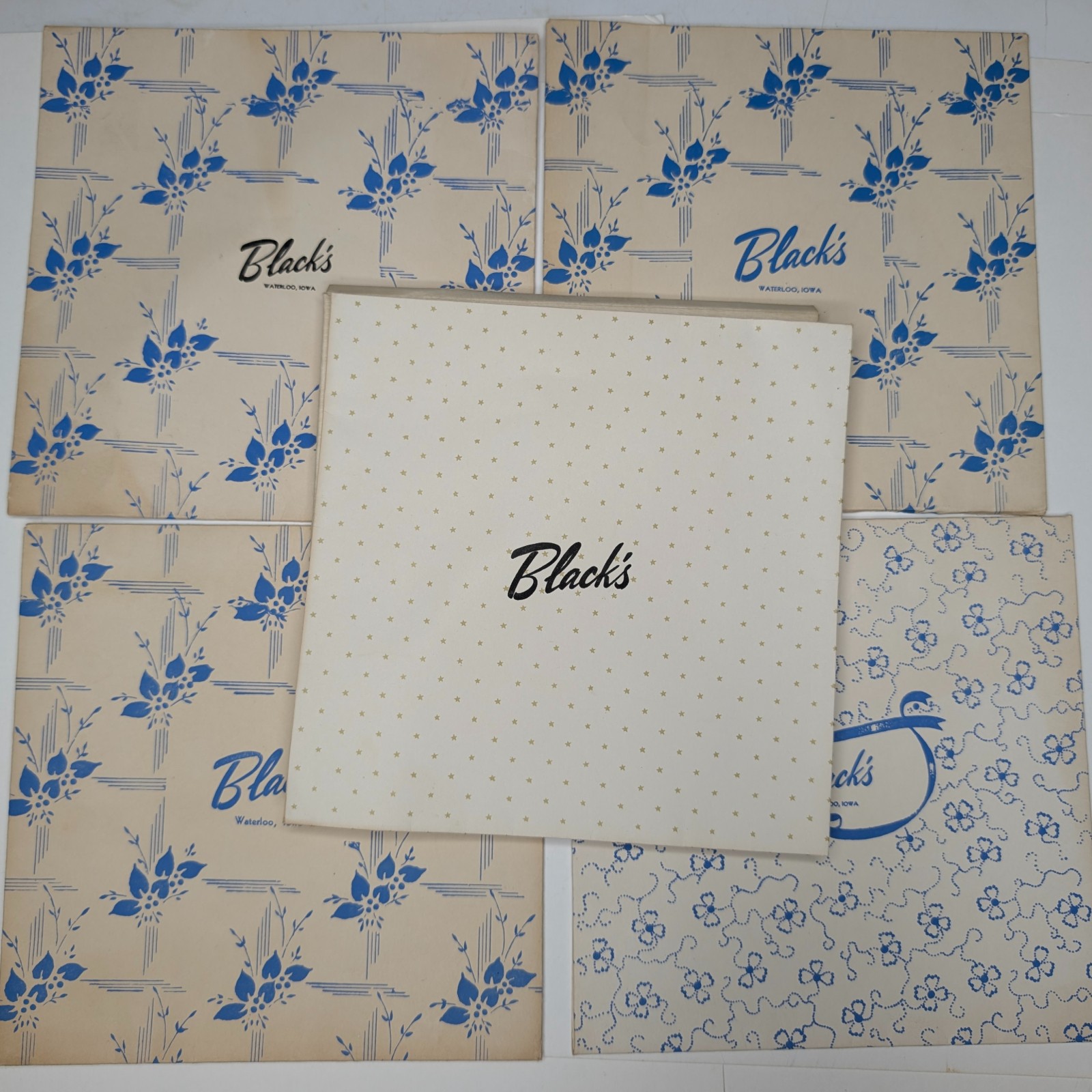 x5 LOT Vtg Black\'s Department Store Waterloo Iowa Gift Card Folder Ephemera IA