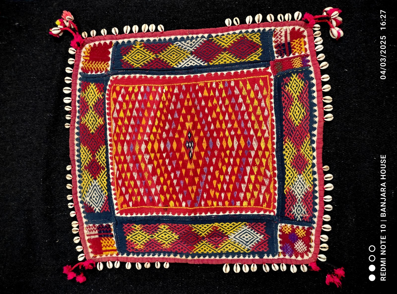 vintage banjara Indian antique ethnic nomadic kutchi rabari embroidered mat 002
