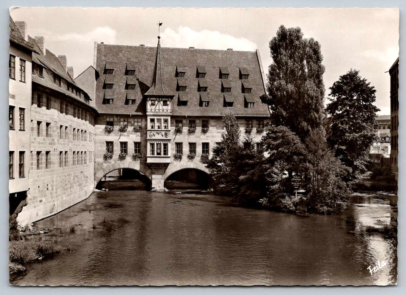 RPPC c1960s Nuremberg Germany Holy Ghost Hospital Pegnitz River Postcard