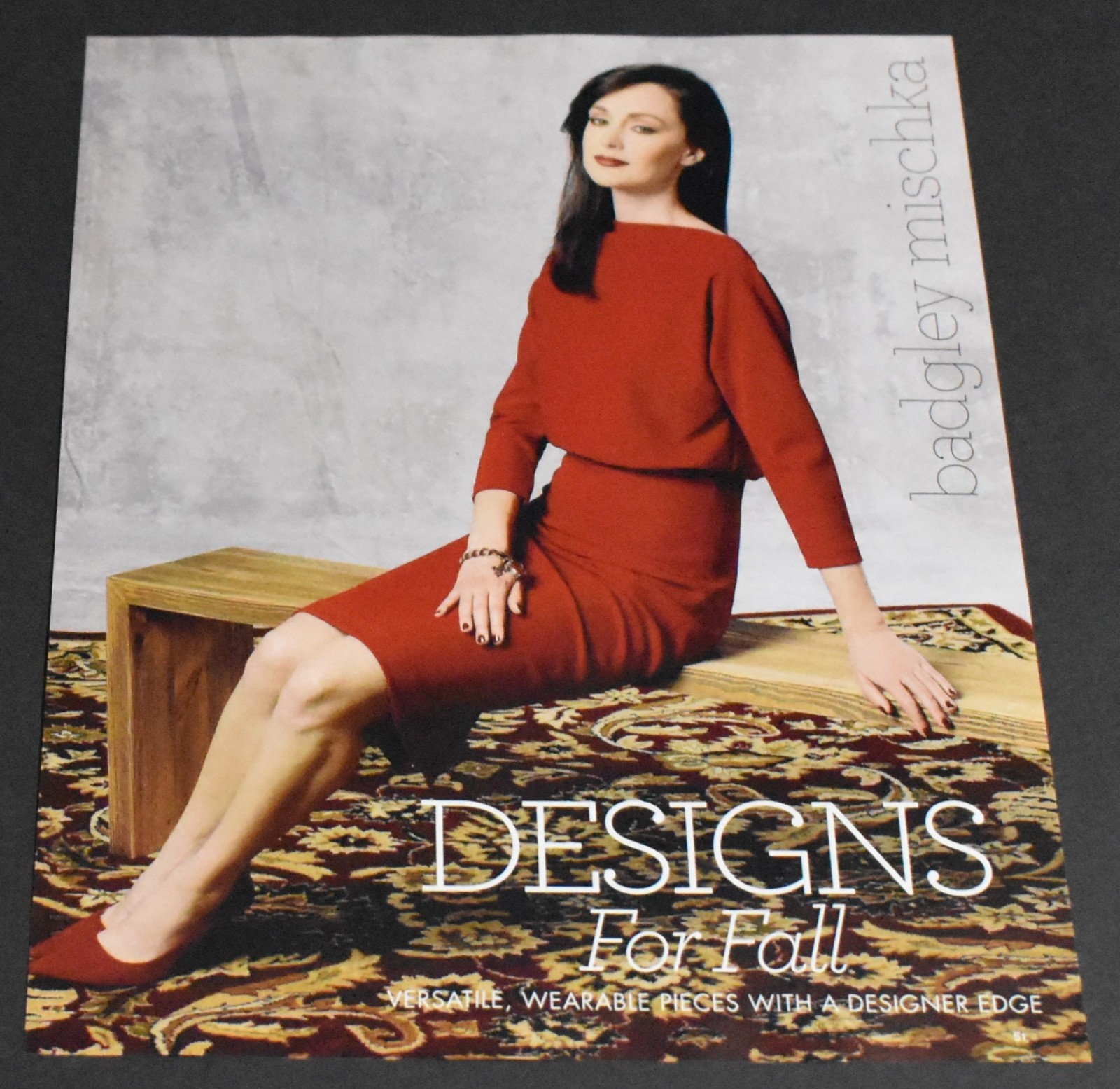 2015 Print Ad Fashion Lady Legs Heels Brunette Red Dress for Fall Smooth Art HTL