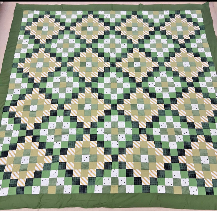 Handmade Original Irish Chain Cotton Sewing Patchwork Queen quilt top/topper