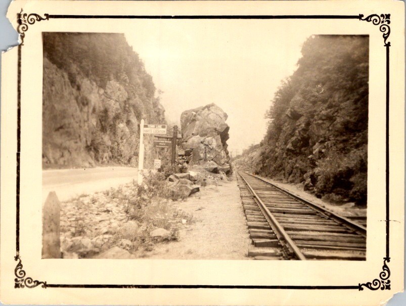 Crawford Notch NH Rail Road & Signpost Photograph Early 1900s White Mts