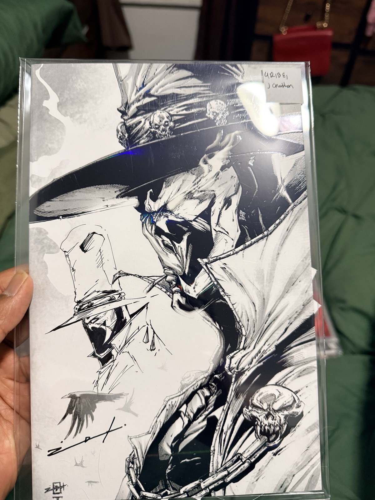 🔥 JONATHAN URIBE SPAWN SKETCHBOOK NYCC SIGNED REMARKED GUNSLINGER FOIL