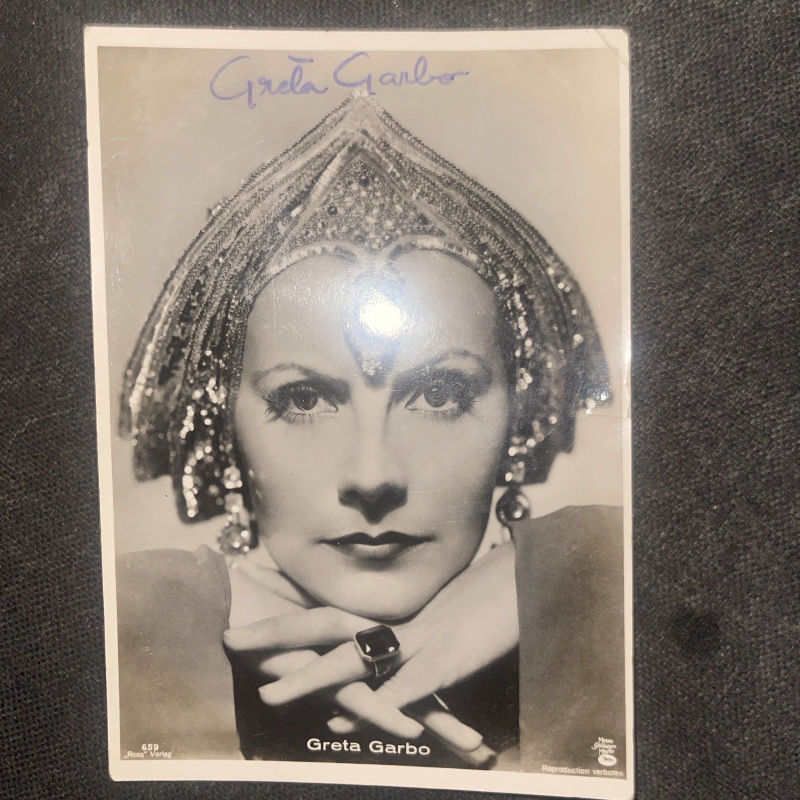 Vintage Greta Garbo Signature Original Autograph Cinema Postcard