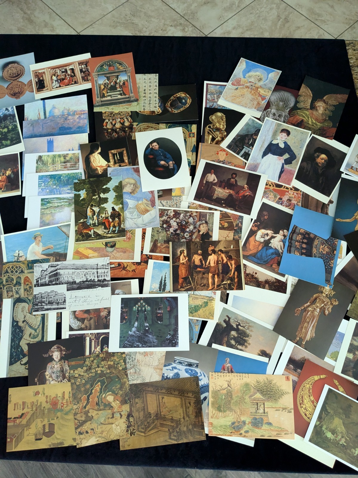 Lot of 90 Plus Art and Artifacts Postcards Paintings Egyptian Indian Asian