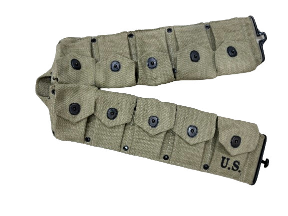 U.S. Army WWII Springfield M1 Garand 10 Pocket Canvas Belt-LIGHT OLIVE