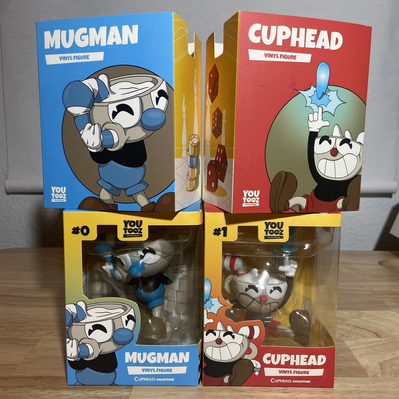 Youtooz Cuphead #1 and Mugman #0, New In Box, The Cuphead Game, Vinyl Figure