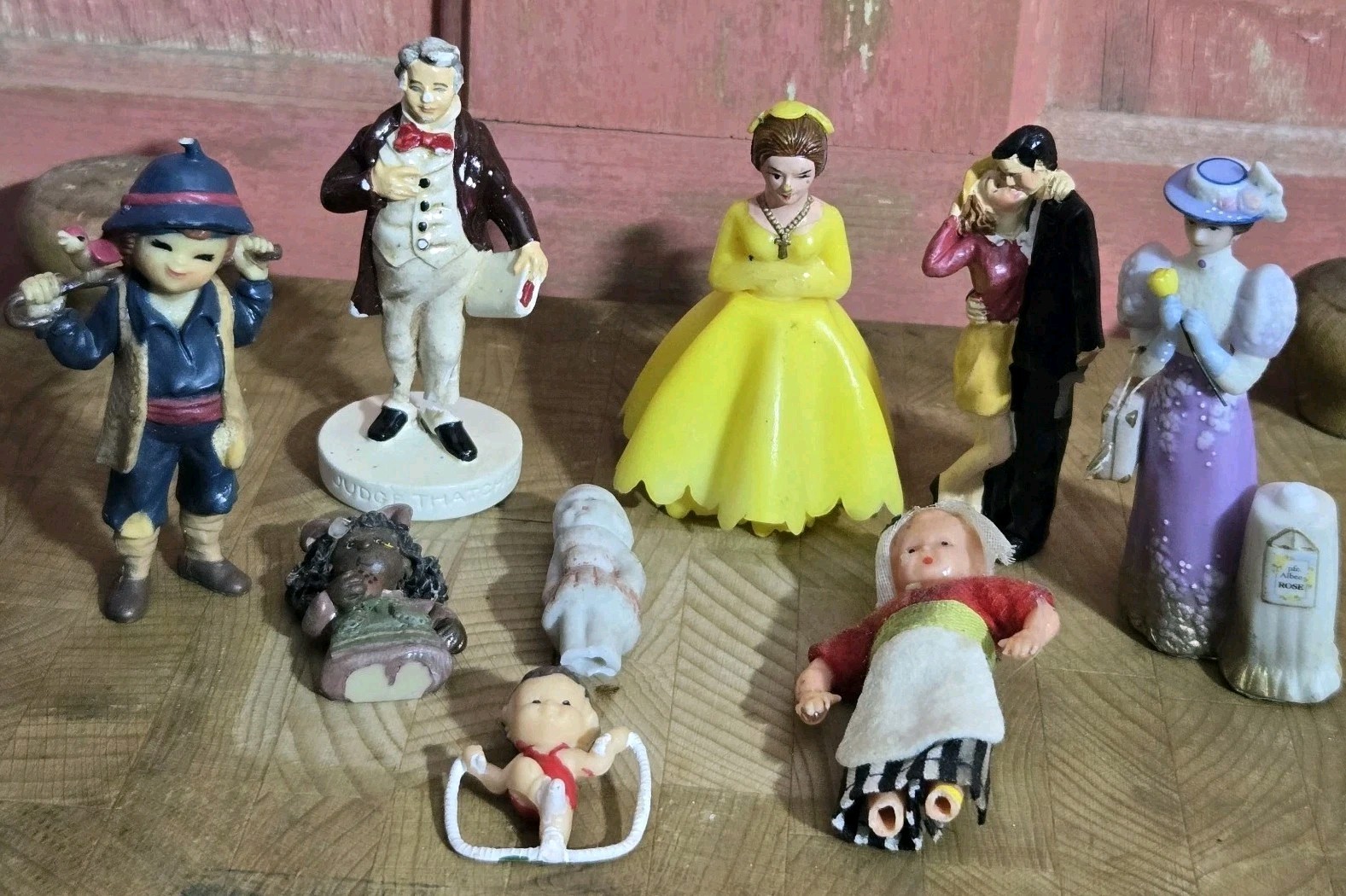Lot of 9 Mixed Miniature Figurines Damaged Chipped Craft Fairy Garden Parts
