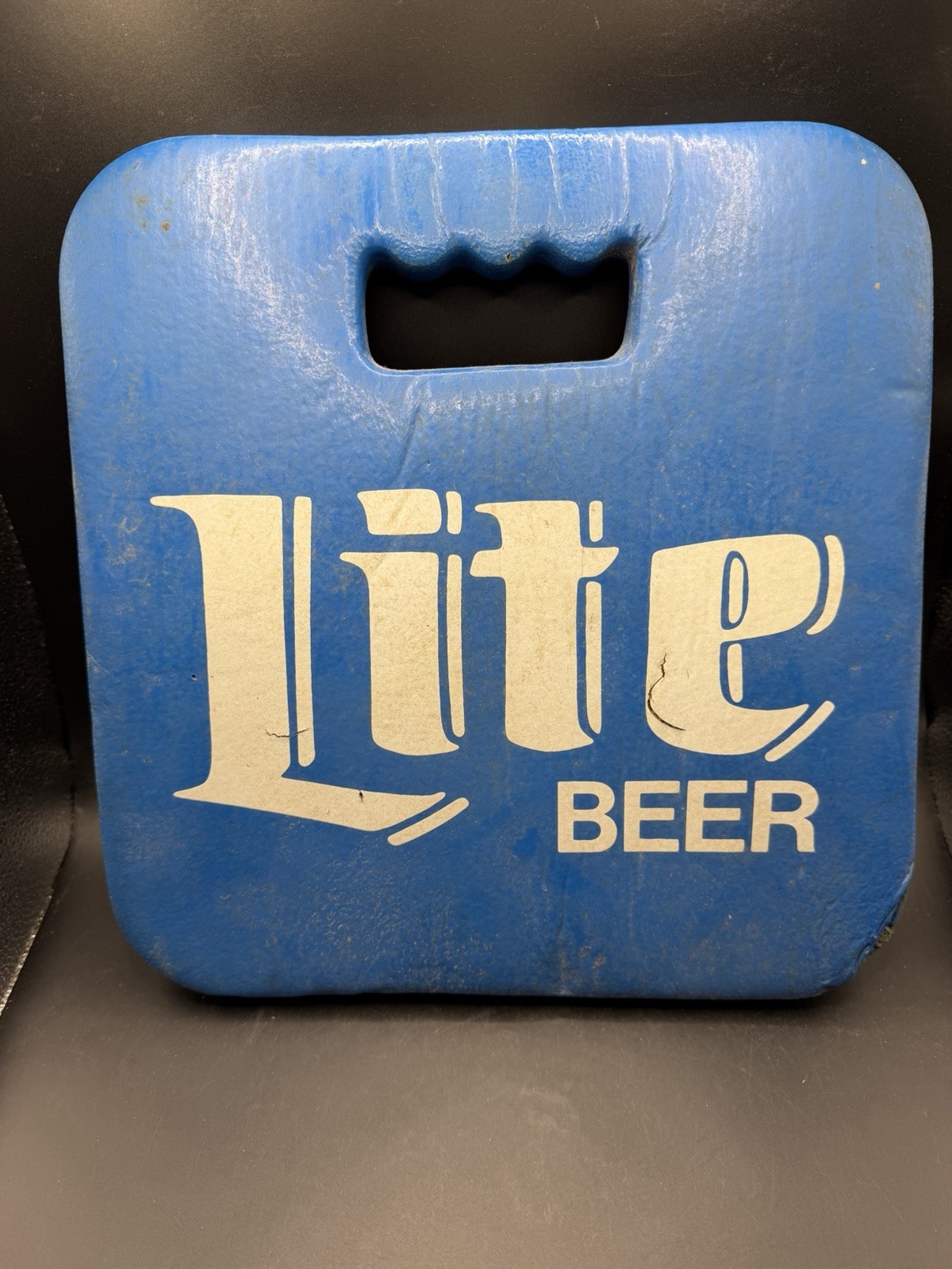 Vintage Miller Lite Beer Foam Stadium Seat Cushion Blue Handle Printable 13\