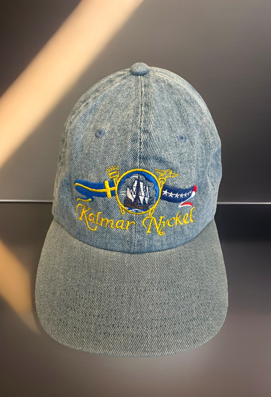 Vtg Kalmar Nyckel Tall Ship of Delaware Sailboat Adjustable Hat Denim TOPPER