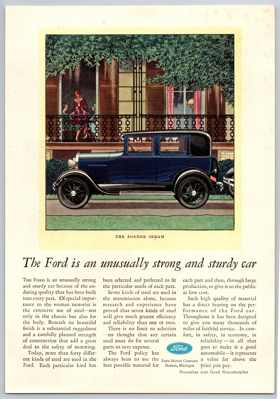 Vintage 1929, Ford Fordor Sedan, Car 20's Print Ad