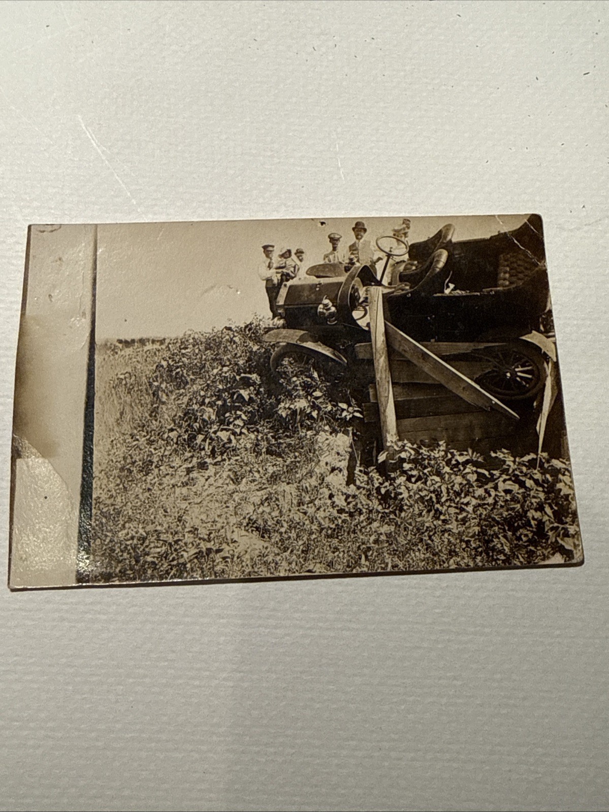 Vintage Real Photo Postcard Rppc Automobile Wreck Oronoque Kansas Dpo 1907
