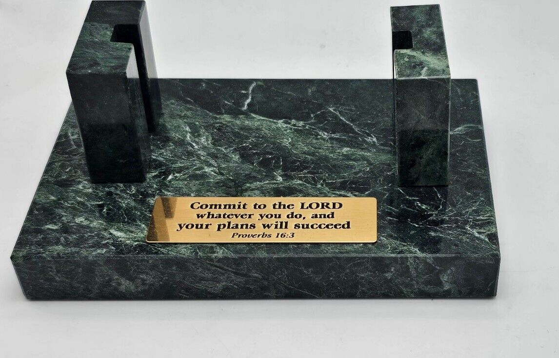 Vintage Marble Business Card Holder Office accessories NEW With scripture 