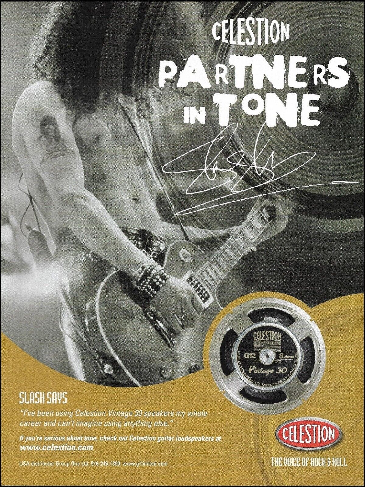 Guns n\' Roses Slash 2004 Celestion Vintage 30 Guitar Amp Speakers 8X11 ad print