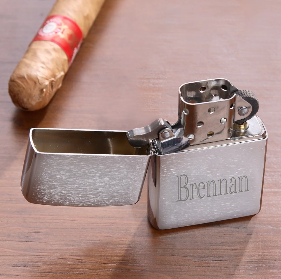 Personalized Zippo Windproof Lighter Brushed Chrome Custom Engraved 