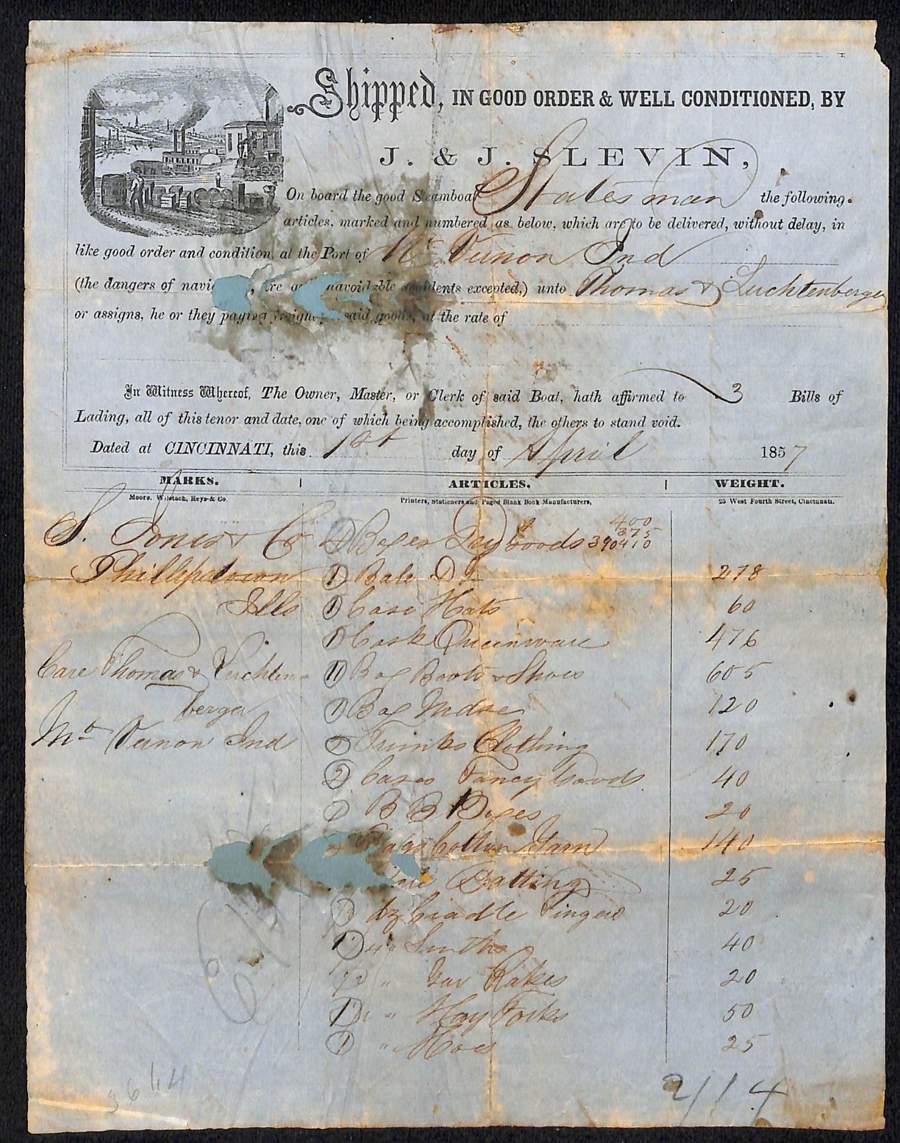 1857 J. & J. Slevin 