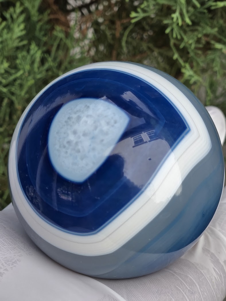 Blue Banded Agate Crystal Sphere Large (3.5 in 2 lb) Brazil Dyed Decorative Gift