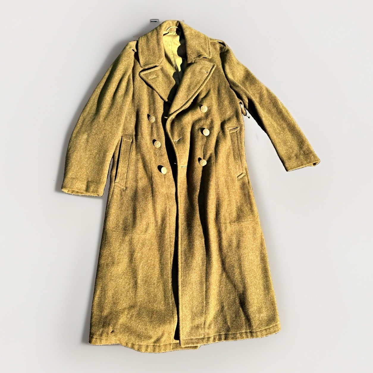 Original WWII US Army Issue Olive Drab Wool Overcoat Large Size 42R Dated 1942
