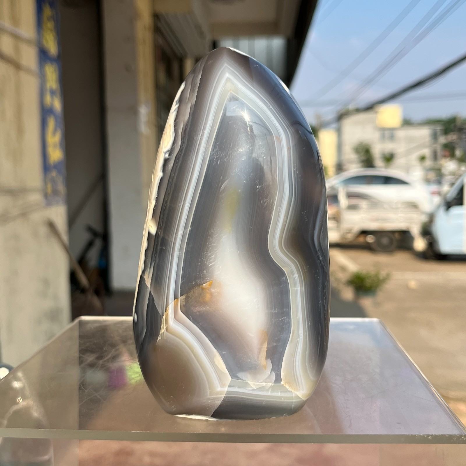 2.38LB Natural Orca Agate Quartz Crystal Mineral Specimen Landscape Decoration