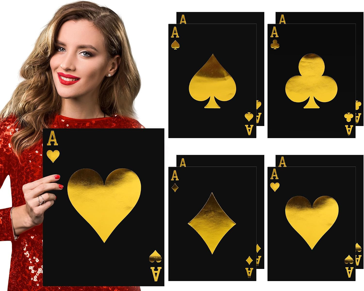 4 Pcs Giant Jumbo Playing Cards 15.8 x 12.6 Inches Casino Decor