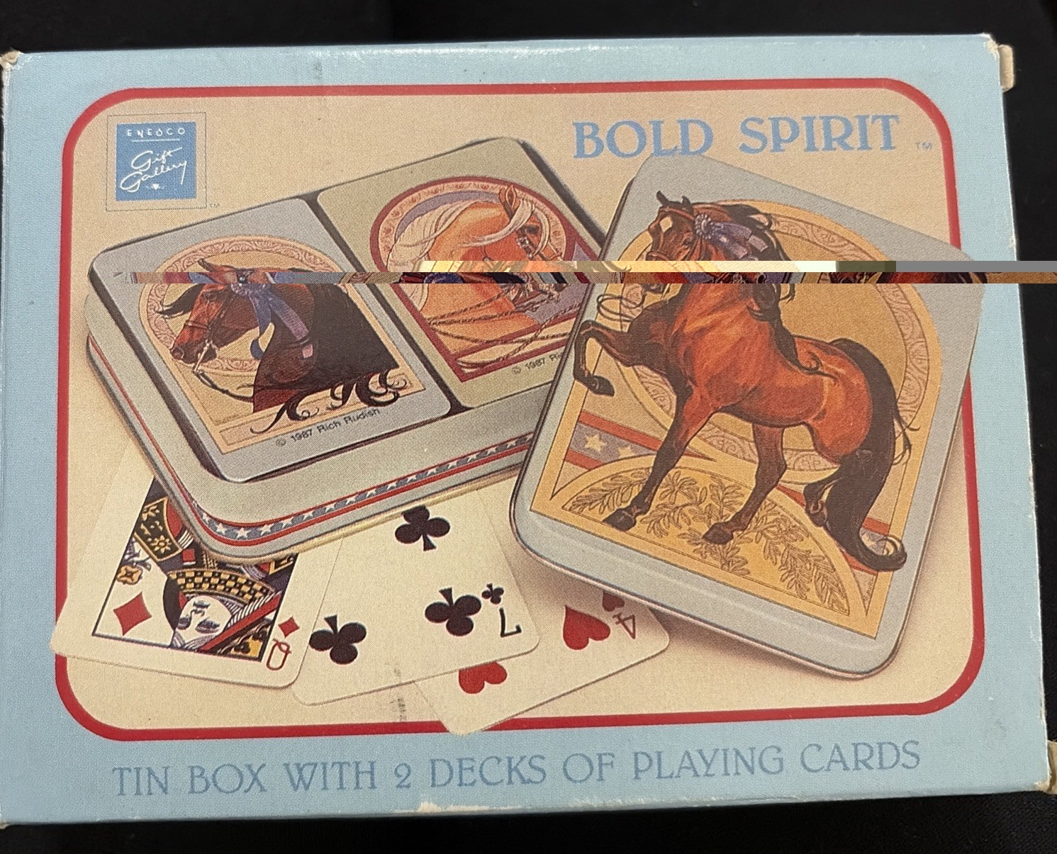 Vintage 1987 Enesco Bold Spirit Horse Playing Cards 2 Sealed Decks Tin Rudish