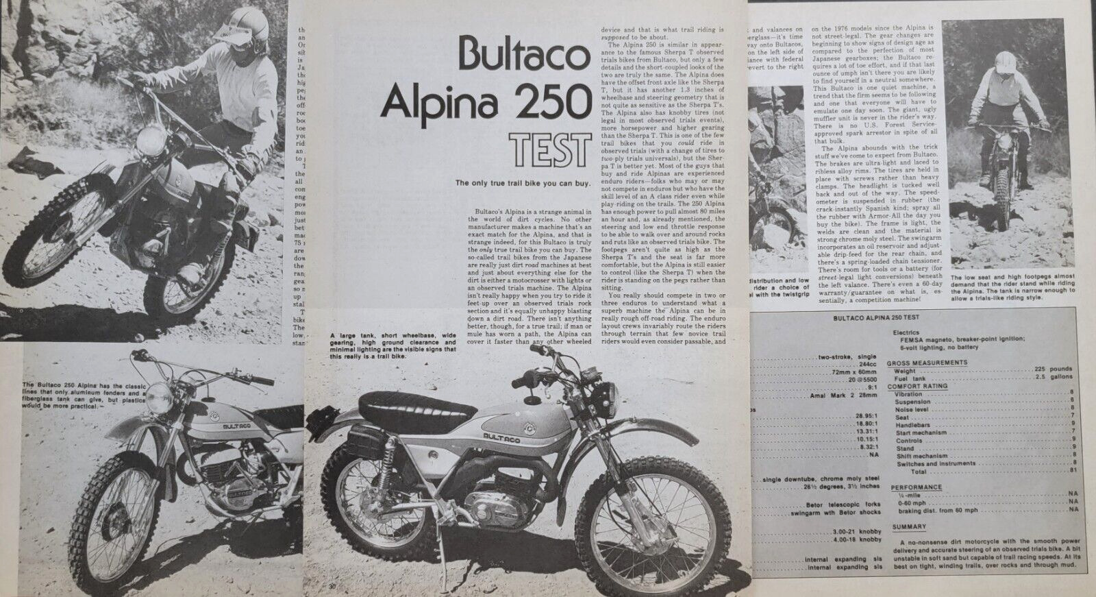1973 Bultaco 250 Alpina 4p test Print Article