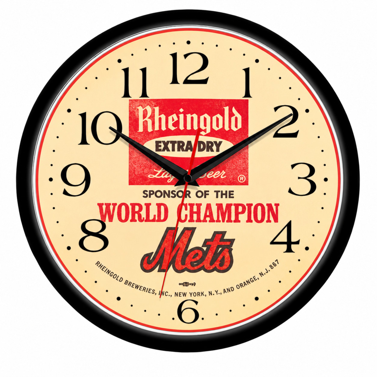 Rheingold Extra Dry Mets 10 Inch Wall Clock Vintage Beer Baseball Decor | Quartz