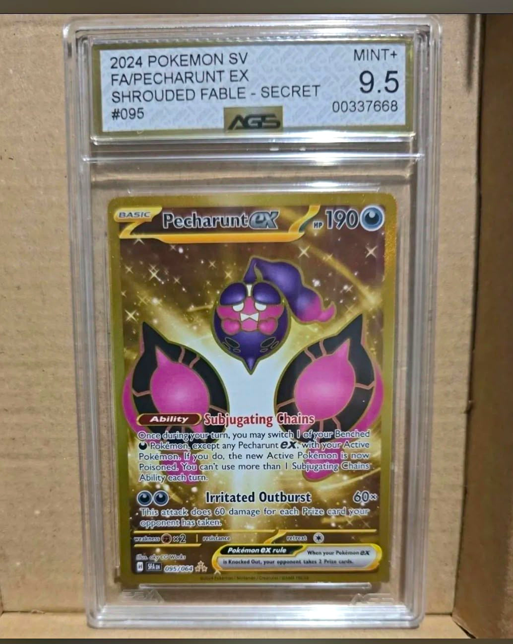 Pecharunt ex Gold Hyper Rare 095/064 Shrouded Fable AGS 9.5 Mint+ Pokémon