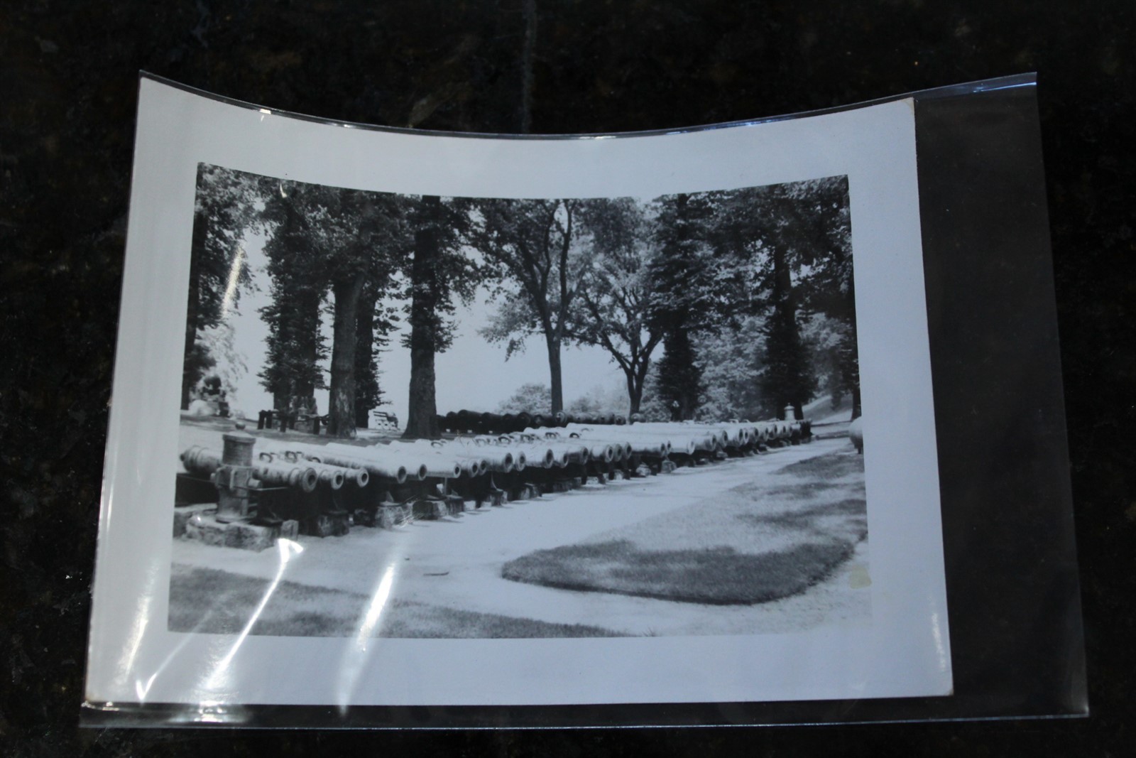 Vintage Black & White Photo Rows Of Cannons Memorial Unpublished Kodak Paper
