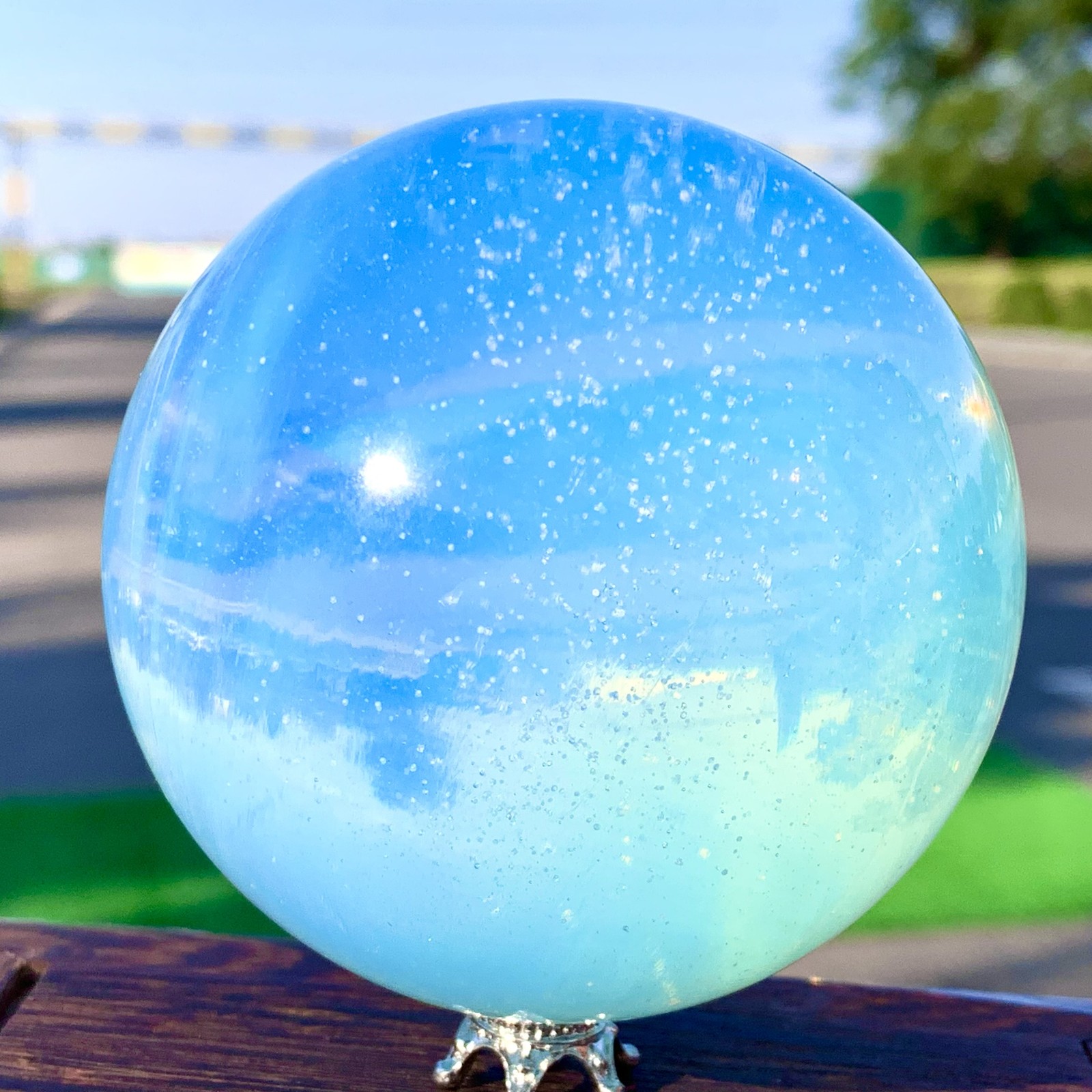 1.18LB Top opalite Ball Quartz Crystal Sphere Reiki Healing