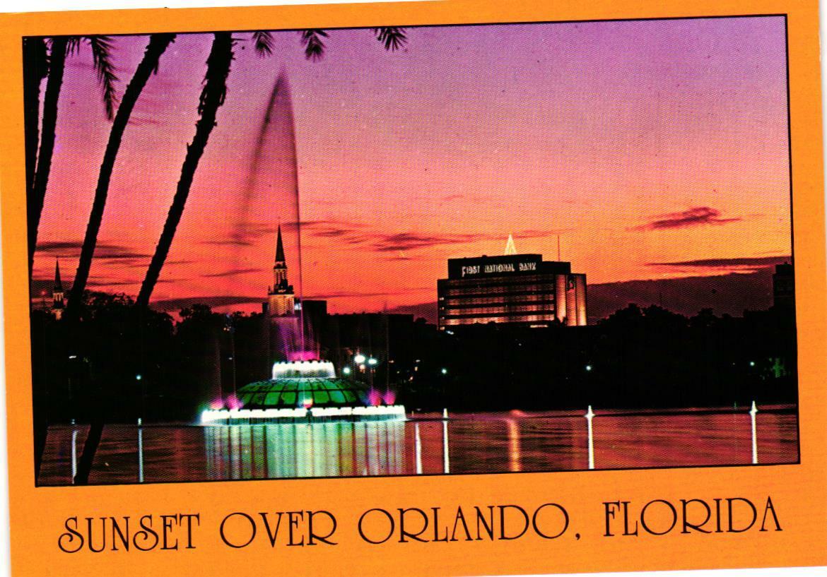 Sunset Over Orlando Florida Postcard