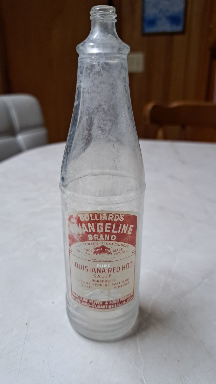vintage 1950s BULLARD\'s EVANGELINE Louisiana HOT SAUCE bottle St Martinsville LA