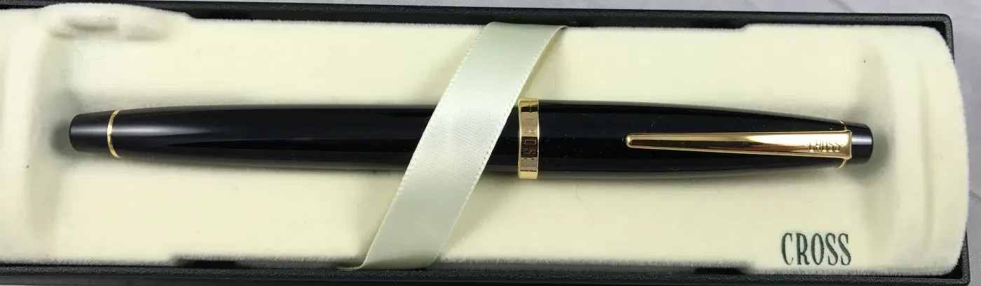 VERY RARE 1992 CROSS SOLO BLACK AND GOLD ROLLERBALL PEN $80 NEW CHRISTMAS GIFT