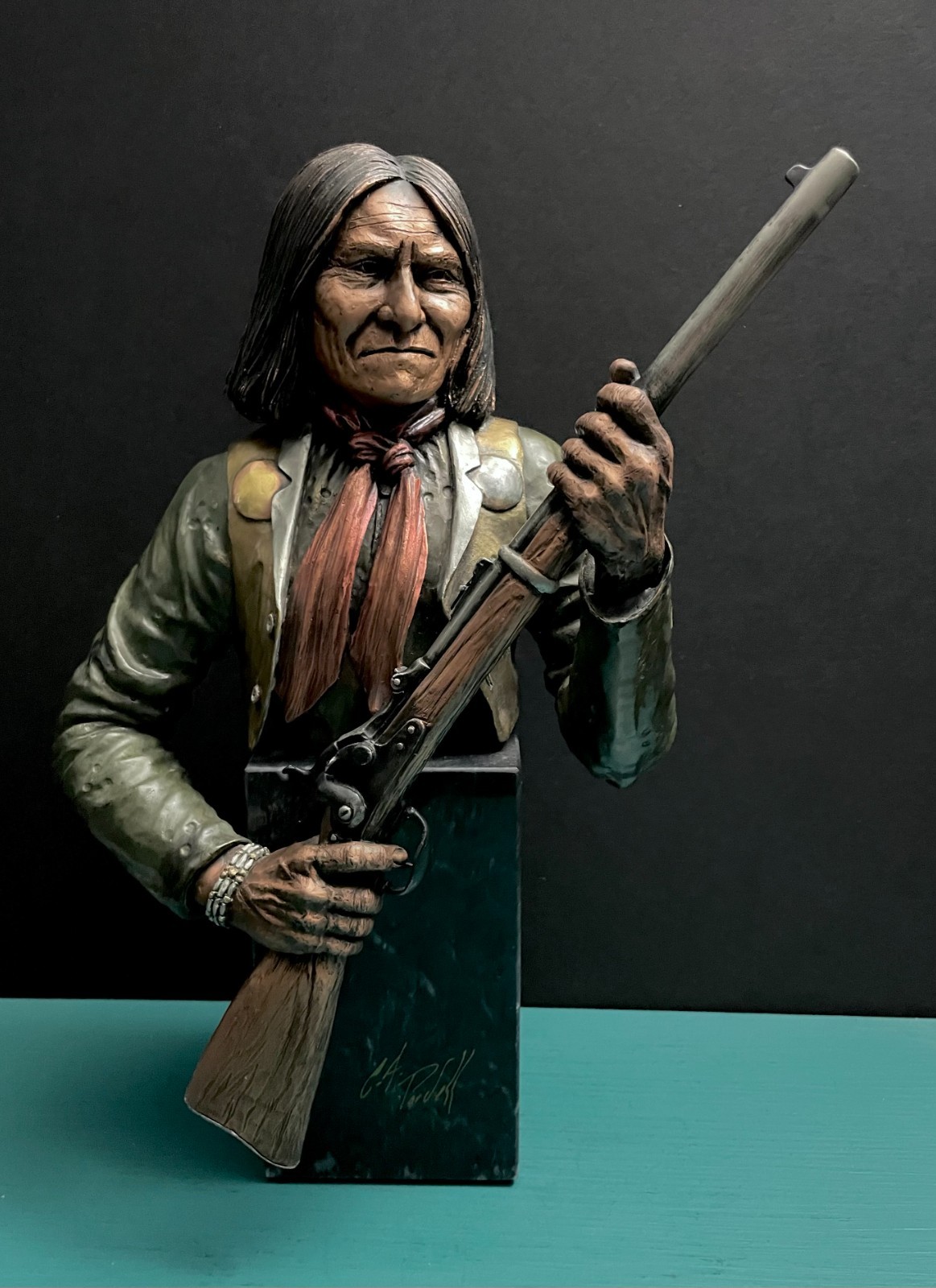 Legends Pardell Native American Apache Indian Geronimo Shaman Bronze Sculpture