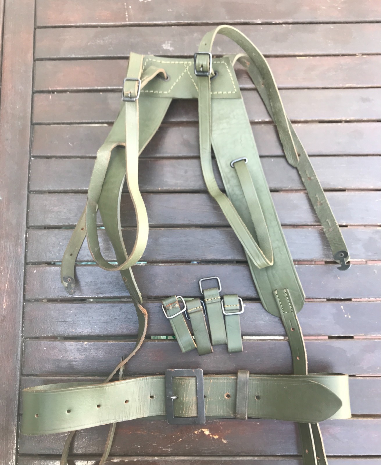 Argentine Army green Leather Harness LOT FM heat stamp - Malvinas/Falklands war